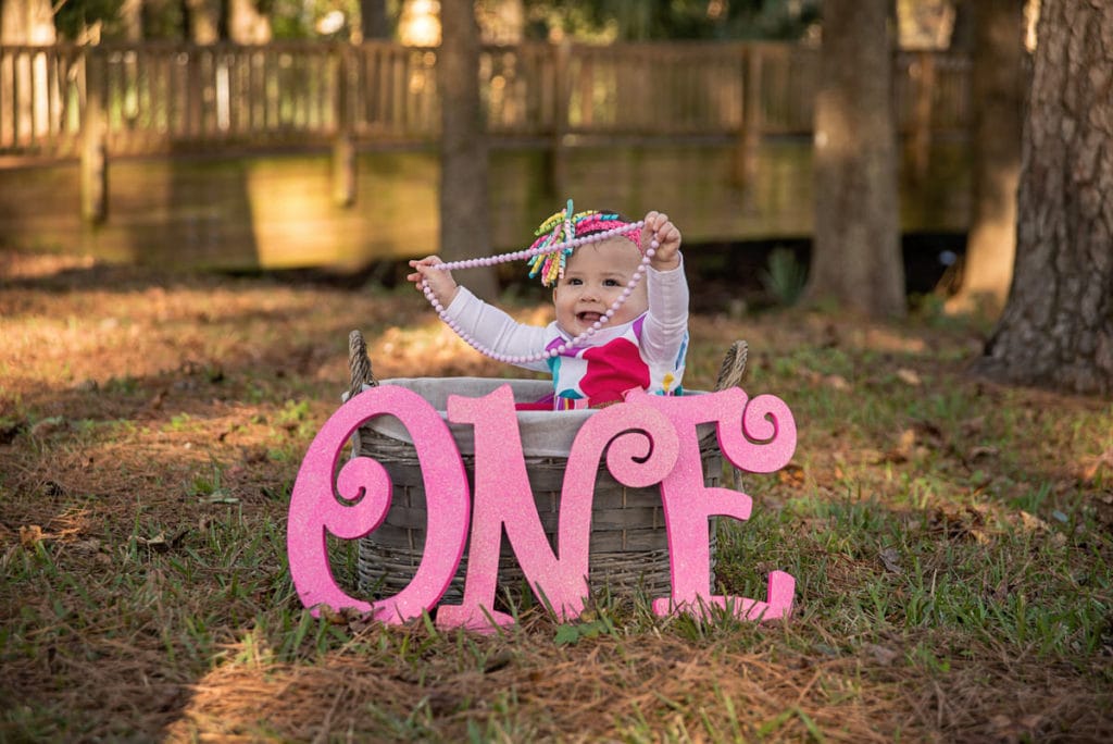 Baby celebrating birthday number one